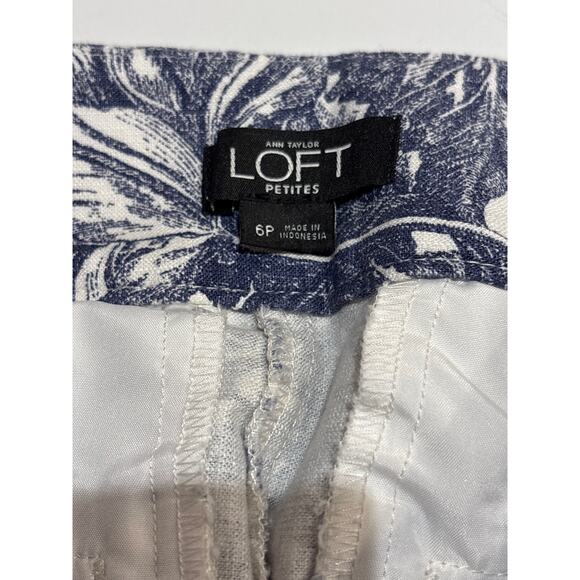 ANN TAYLOR LOFT PETITES Tailored Toile Blue Botanic Print Pencil Pants  6P - Picture 3 of 8
